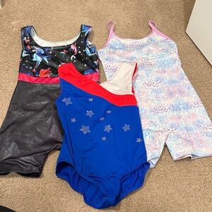 Colorful Gymnastics Leotards Set, Sz 10/12